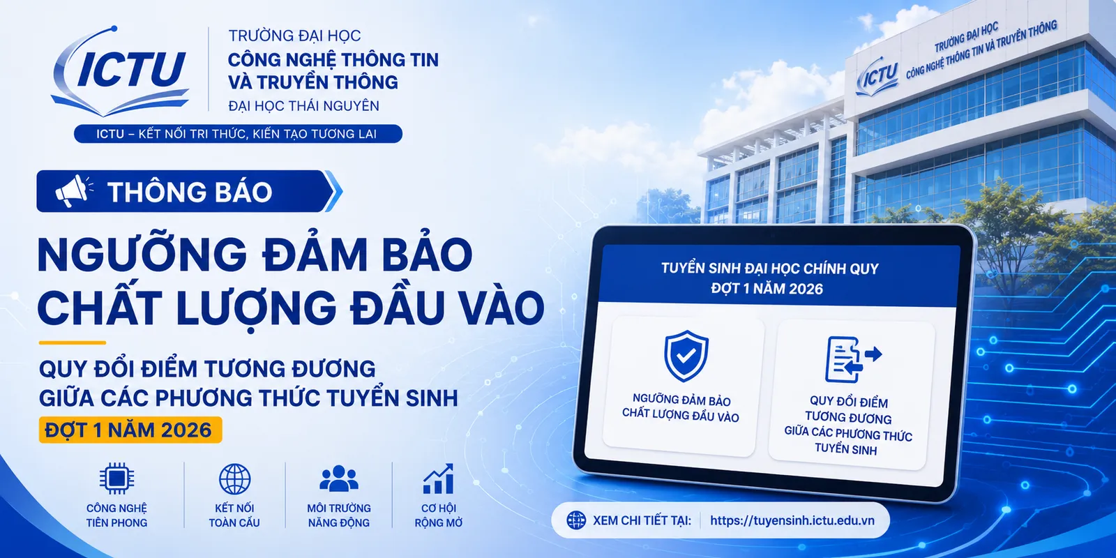 Thông báo ngưỡng đảm bảo chất lượng đầu vào, Quy đổi điểm tương đương giữa các phương thức tuyển sinh đợt 1 năm 2026